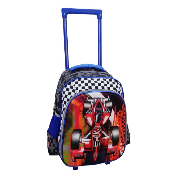 Encontraproduto.com.br - Mochila Escolar com Rodinha Travel Max Team Wheels 3D W3D-11104BP Preta e Azul