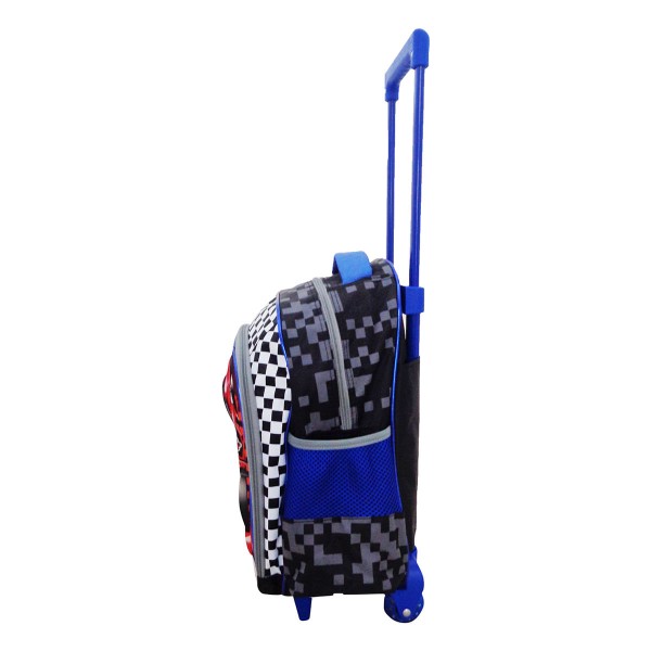 Encontraproduto.com.br - Mochila Escolar com Rodinha Travel Max Team Wheels 3D W3D-11104BP Preta e Azul