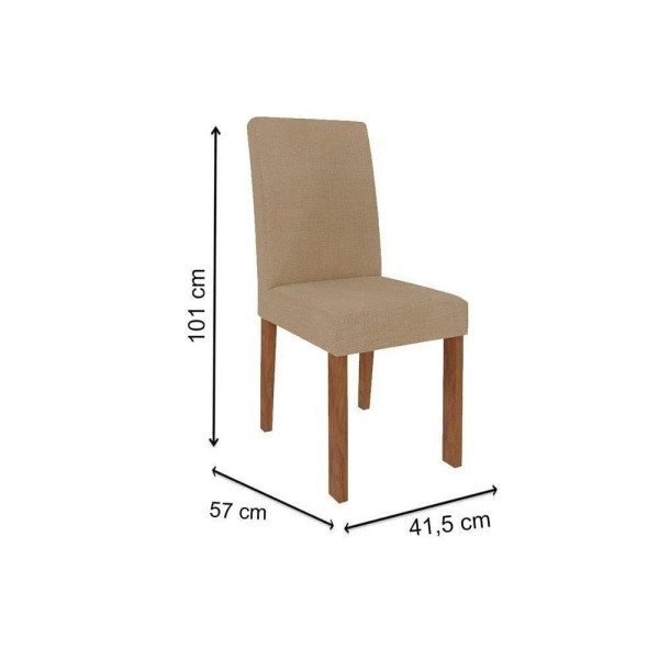 Encontraproduto.com.br - Sala De Jantar Completa Grace Com Tampo Madeirado 90x90cm E 4 Cadeiras Maia Nature-suede Gengibre Bege - Cimol