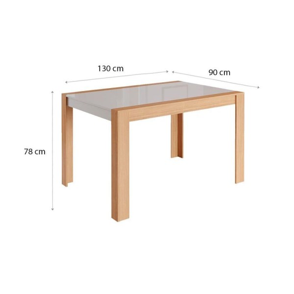 Encontraproduto.com.br - Mesa para Cozinha Grace + Tampo Madeirado 130x90cm Cinza/Nature - Cimol