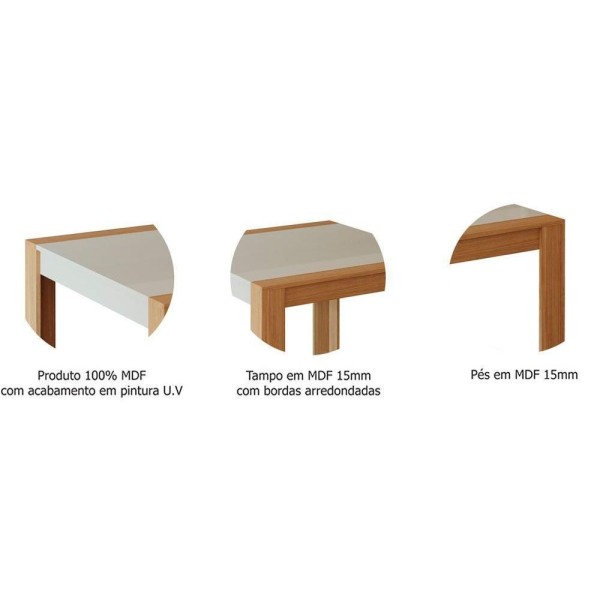 Encontraproduto.com.br - Kit Mesa Sala Jantar Grace C- Tampo Madeirado 90cm + 4 Cadeiras Maia Nature-off White-mascavo Cimol