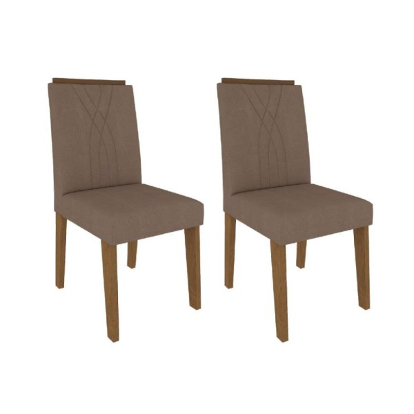 Kit 2 Cadeiras Sala Jantar Nicole 2 Un Savana-suede Pluma - Cimol