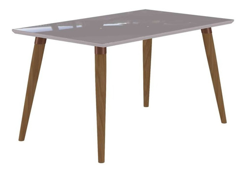 Encontraproduto.com.br - Mesa Adele Madeira 130cm com Vidro Temperado - Madeira/Off White