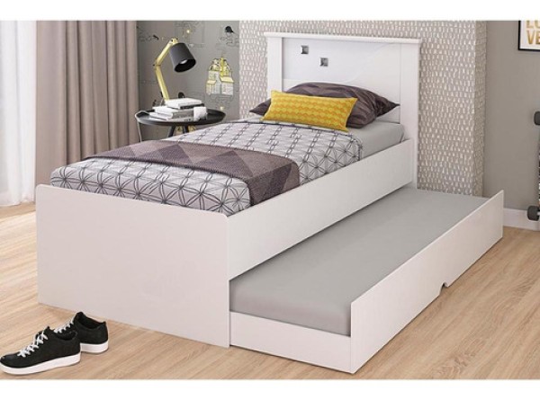 Cama Solteiro Bianca Ii C/auxiliar Branco - Cimol