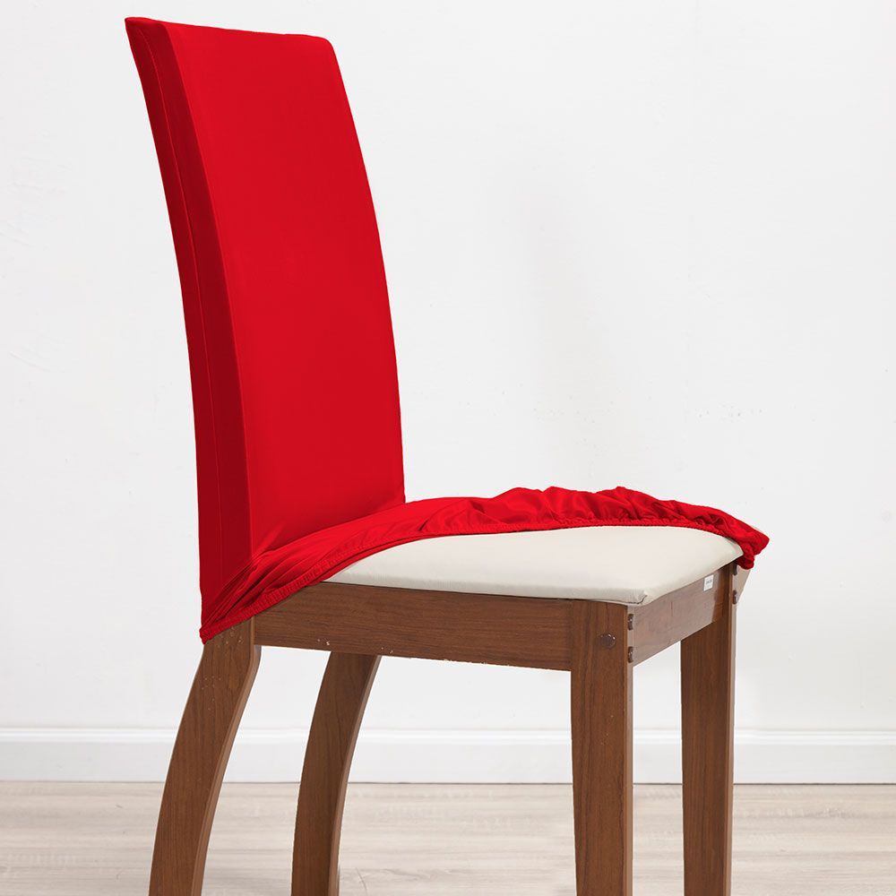 Encontraproduto.com.br - Kit 06 Capas Para Cadeiras 6 Lugares Malha Gel 100% Poliéster Vermelho