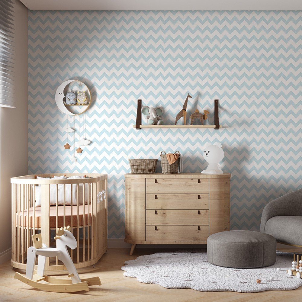 Encontraproduto.com.br - Papel De Parede Bobinex 7403 Chevron Azul