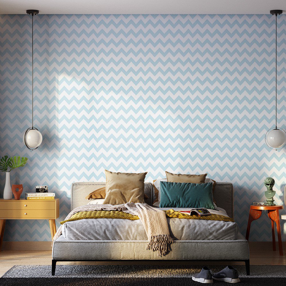 Encontraproduto.com.br - Papel De Parede Bobinex 7403 Chevron Azul