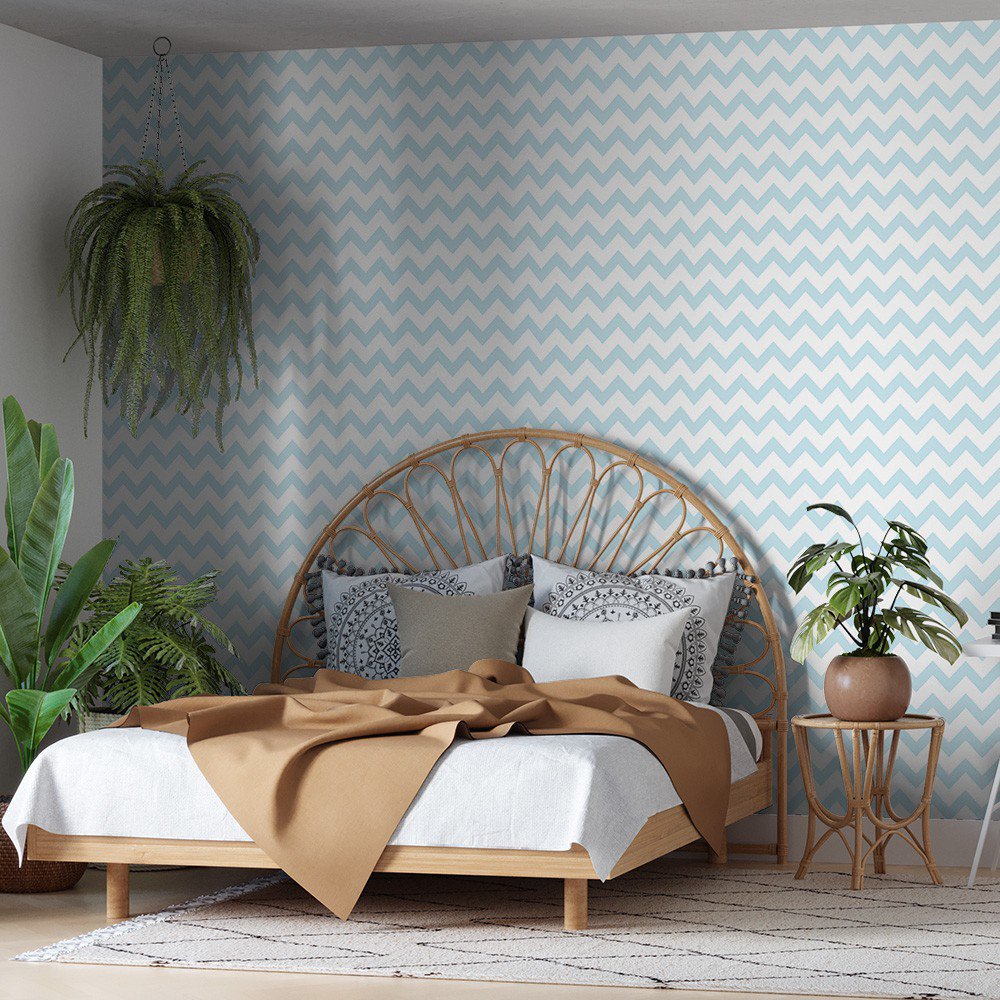 Encontraproduto.com.br - Papel De Parede Bobinex 7403 Chevron Azul