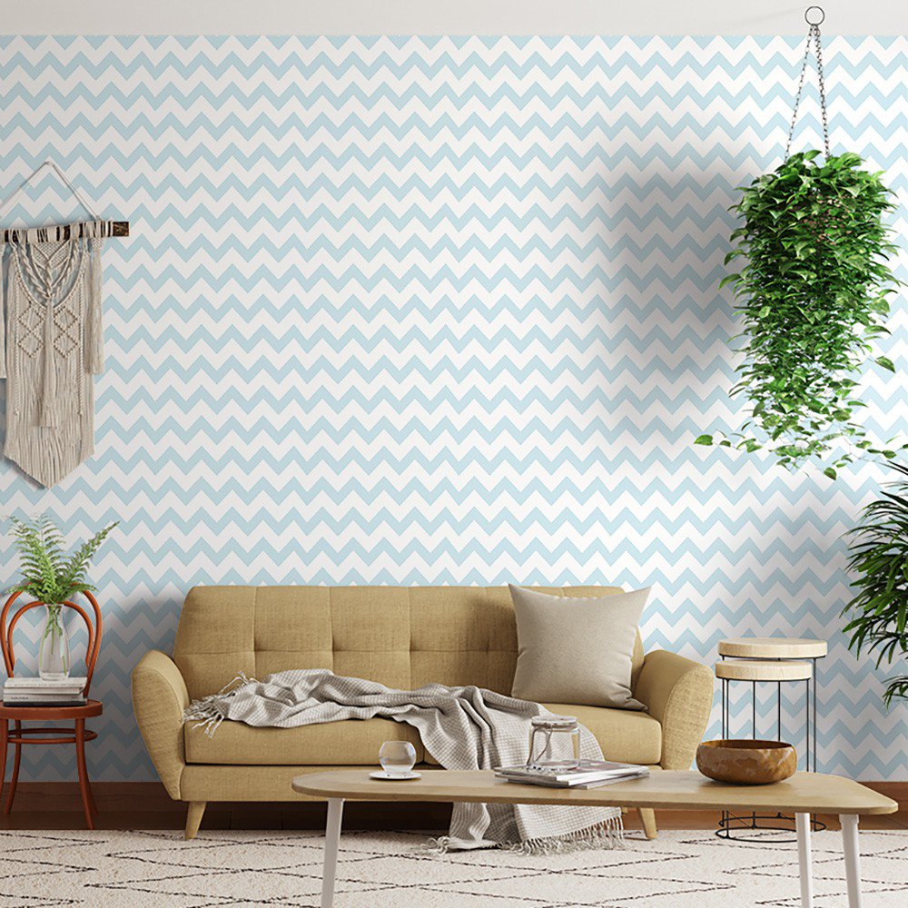 Encontraproduto.com.br - Papel De Parede Bobinex 7403 Chevron Azul