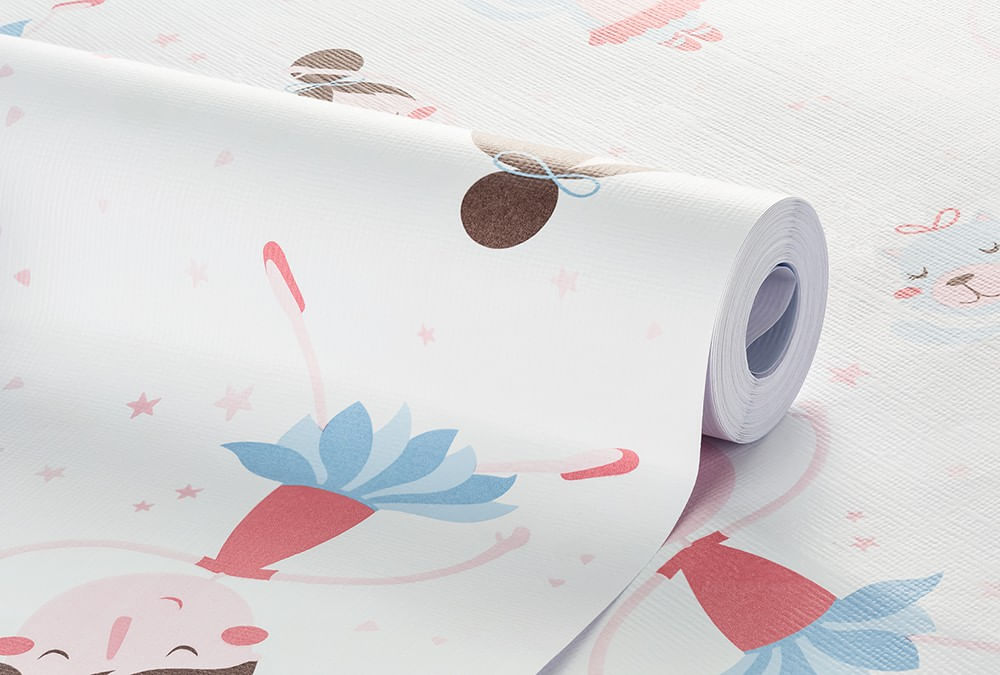 Encontraproduto.com.br - Papel de Parede Bobinex 7431 Bailarinas Rosa e Azul