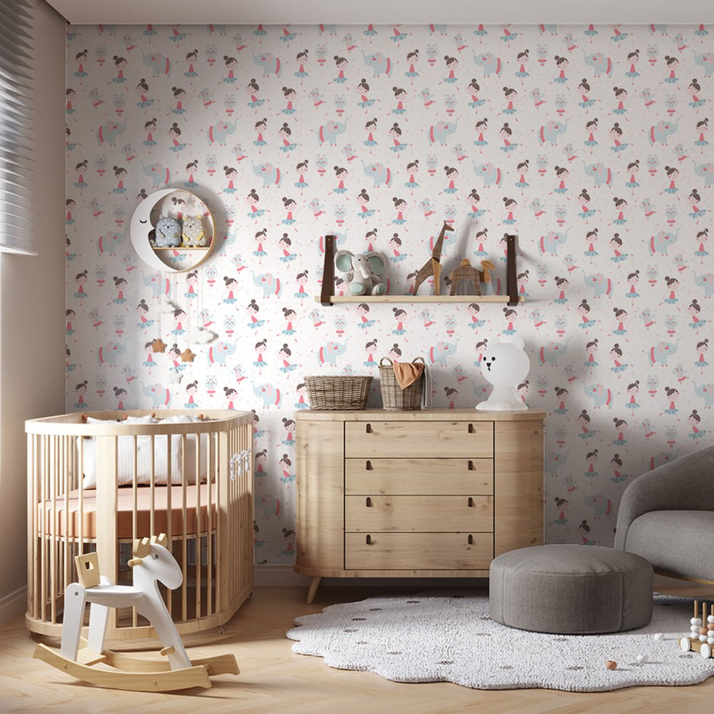 Encontraproduto.com.br - Papel de Parede Bobinex 7431 Bailarinas Rosa e Azul