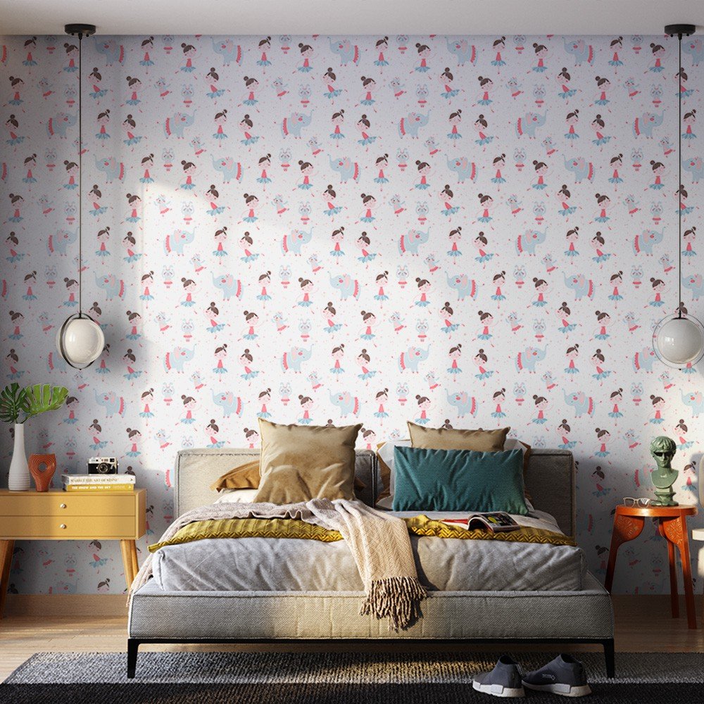 Encontraproduto.com.br - Papel de Parede Bobinex 7431 Bailarinas Rosa e Azul