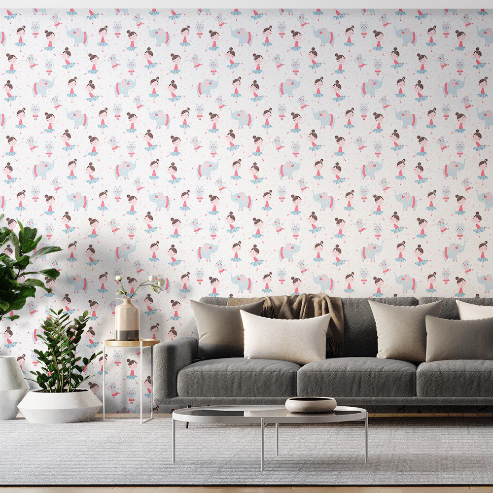 Encontraproduto.com.br - Papel de Parede Bobinex 7431 Bailarinas Rosa e Azul