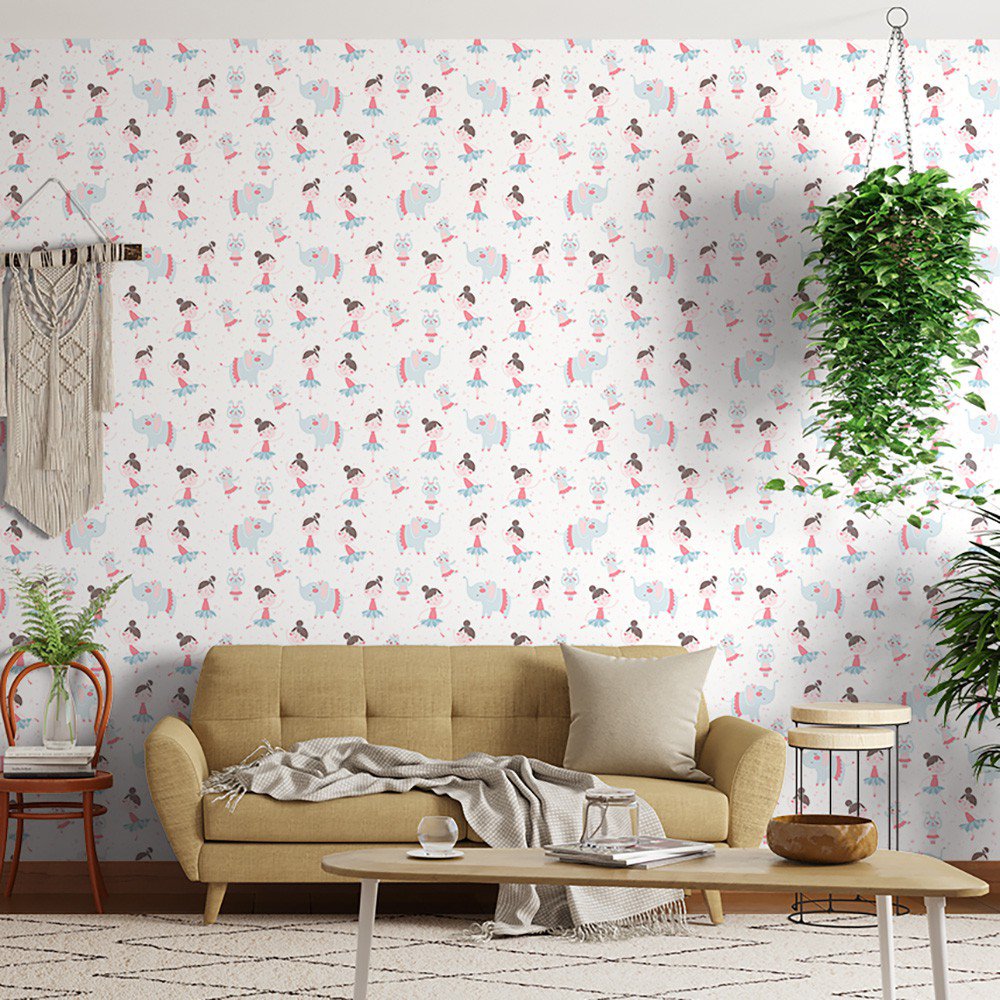 Encontraproduto.com.br - Papel de Parede Bobinex 7431 Bailarinas Rosa e Azul