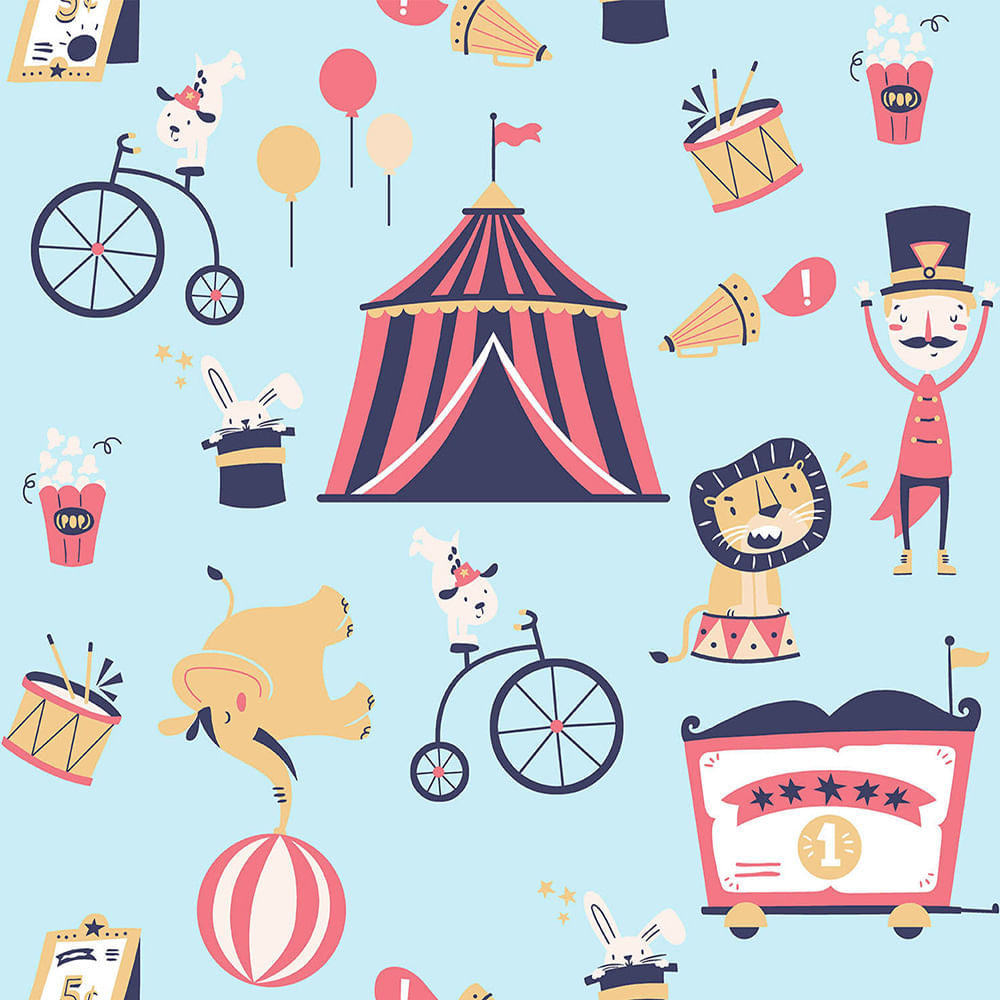 Papel De Parede Vinilizado Circo Vetor Vermelho E Amarelo