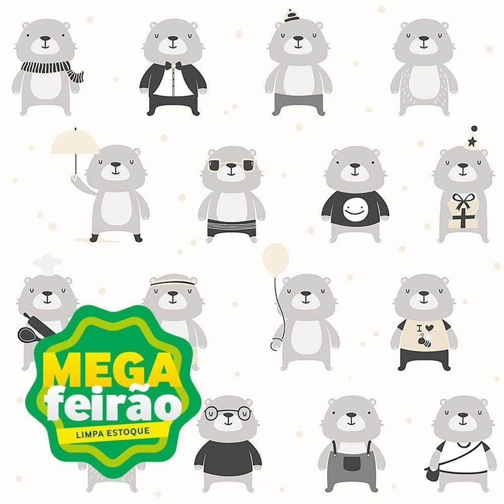 Papel de Parede Bobinex 7436 Urso O Personagem Cinza e Preto