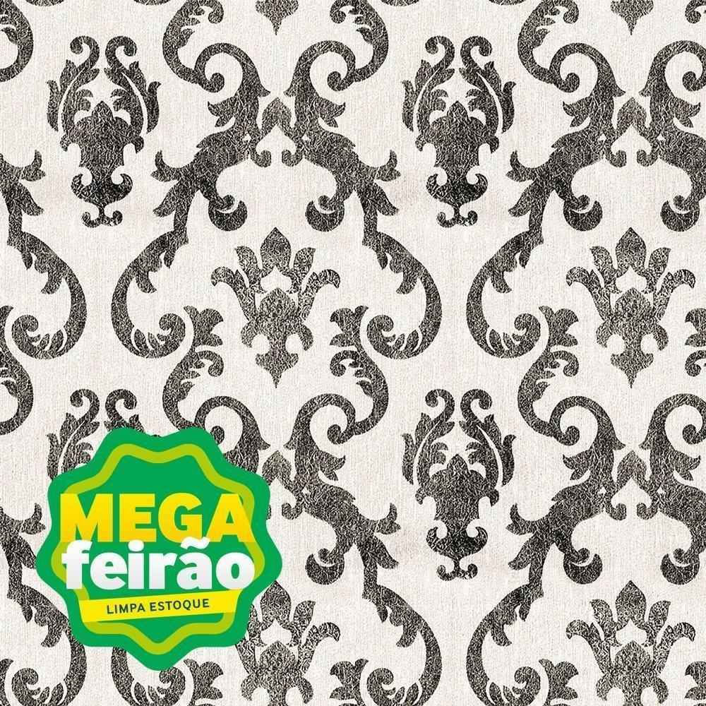 Papel de Parede Bobinex 7320 Damask Real Bege e Preto