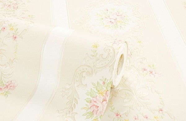 Encontraproduto.com.br - Papel de Parede Bobinex 1045 Floral Provinciano Bege e Vermelho