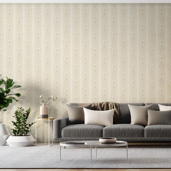 Encontraproduto.com.br - Papel de Parede Bobinex 1045 Floral Provinciano Bege e Vermelho
