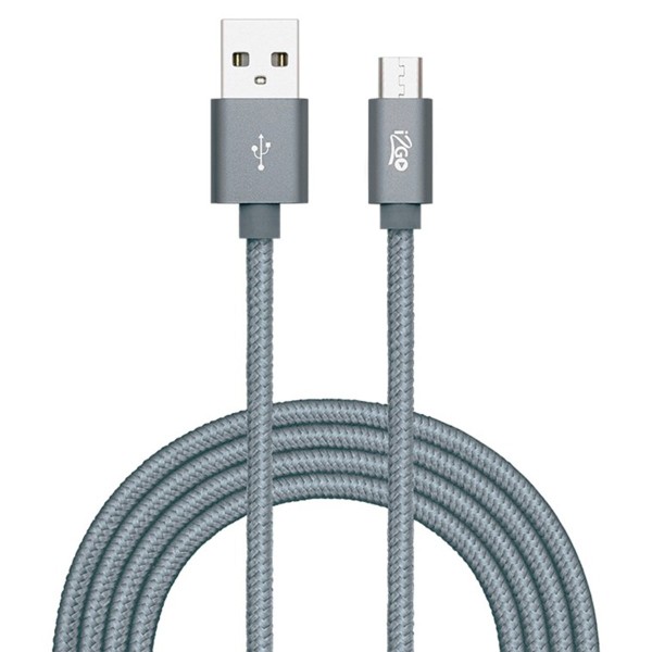 Encontraproduto.com.br - Cabo Usb Micro em Nylon Trançado 2 Metros I2go Pro Cor Chumbo