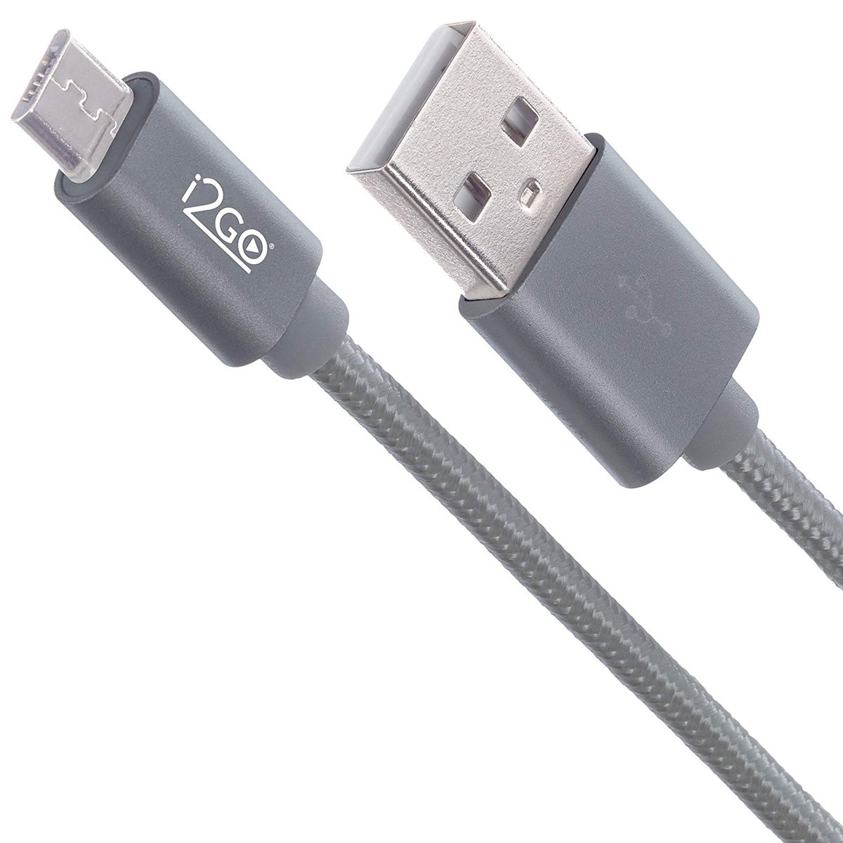 Encontraproduto.com.br - Cabo Usb Micro em Nylon Trançado 2 Metros I2go Pro Cor Chumbo
