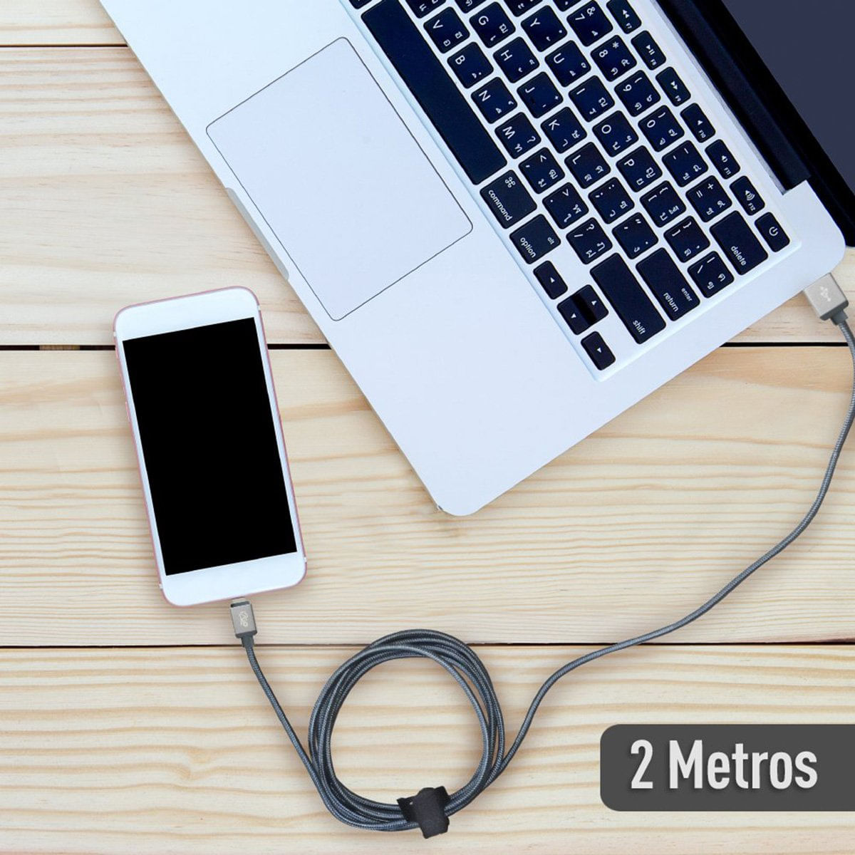 Encontraproduto.com.br - Cabo Usb Micro em Nylon Trançado 2 Metros I2go Pro Cor Chumbo