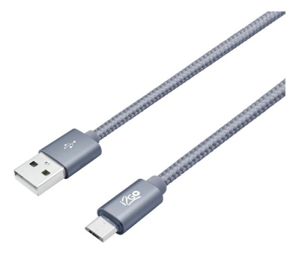 Cabo Usb Micro em Nylon Trançado 2 Metros I2go Pro Cor Chumbo