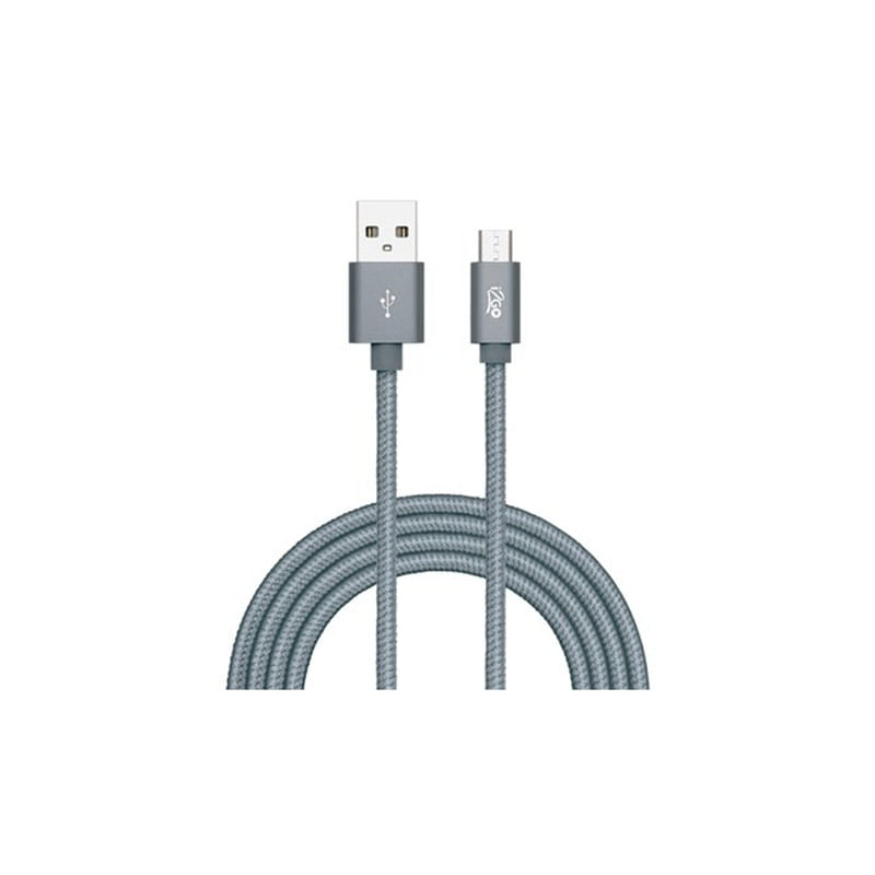 Encontraproduto.com.br - Cabo Usb Micro em Nylon Trançado 2 Metros I2go Pro Cor Chumbo