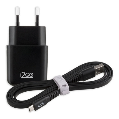 Encontraproduto.com.br - Kit Carregador de Parede USB i2GO + Cabo USB-C 1,2m Preto