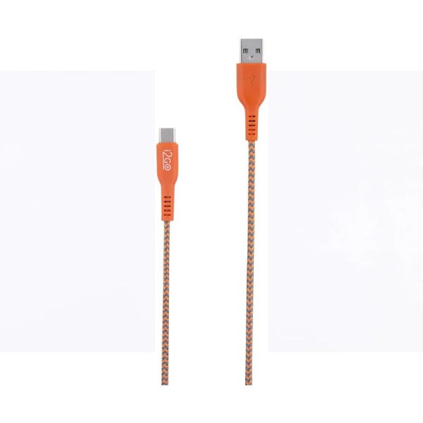 Encontraproduto.com.br - Cabo para Usb Tipo A e Tipo C em Nylon 1,2 Metros I2go Sertões Cor Laranja
