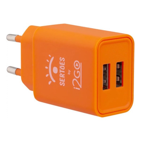 Encontraproduto.com.br - Carregador De Parede I2go 2 Saídas Usb 2,4a - By Sertões Cor Laranja