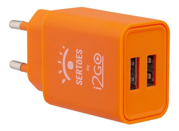 Encontraproduto.com.br - Carregador De Parede I2go 2 Saídas Usb 2,4a - By Sertões Cor Laranja