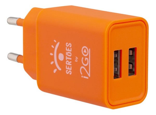 Encontraproduto.com.br - Carregador De Parede I2go 2 Saídas Usb 2,4a - By Sertões Cor Laranja