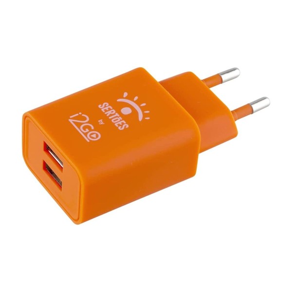 Encontraproduto.com.br - Carregador De Parede I2go 2 Saídas Usb 2,4a - By Sertões Cor Laranja
