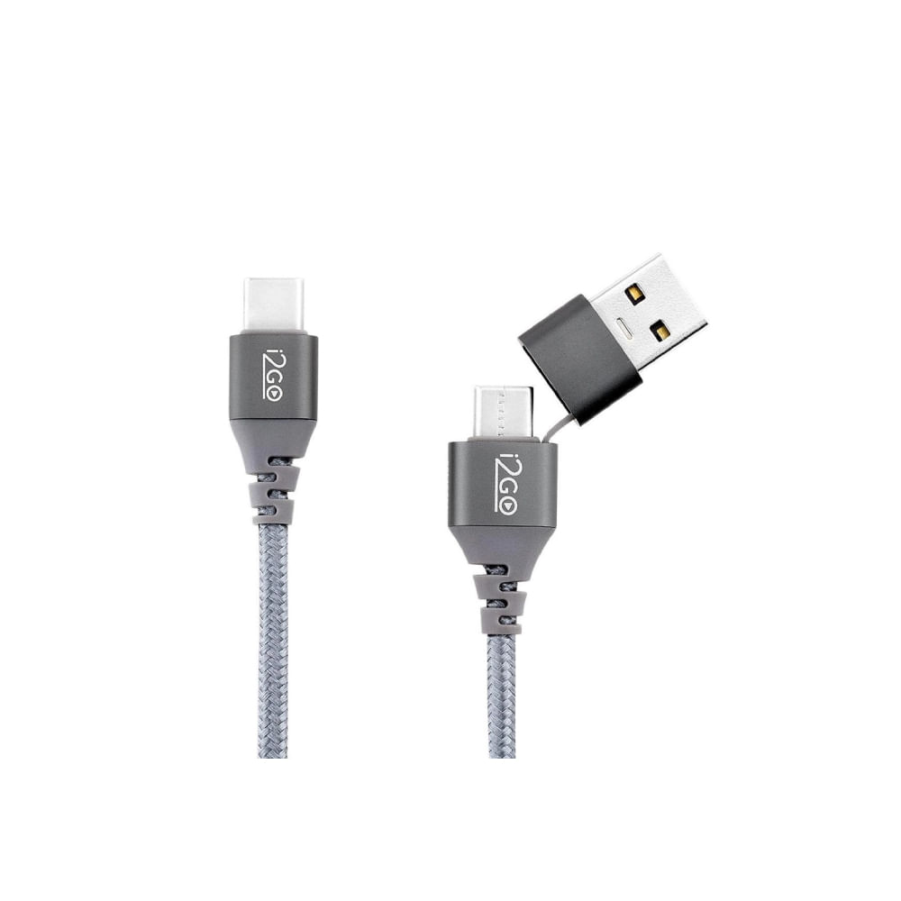 Encontraproduto.com.br - Cabo Usb-C P/c 2m Com Adaptador Usb Nylon - I2go