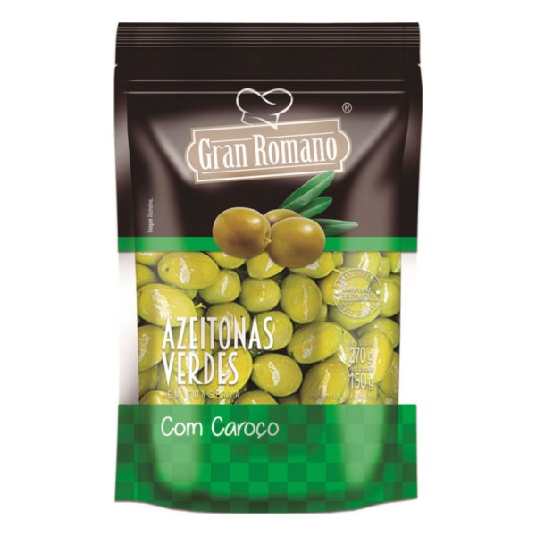 Azeitona Verde com Caroço Gran Romano 270g