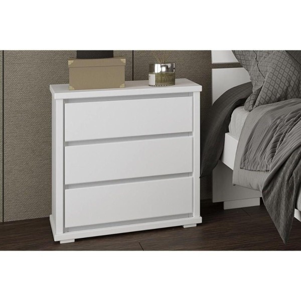 Encontraproduto.com.br - Mesa Cabeceira Infantil Stillus C- 3 Gavetas Branco-neve - Tcil Móveis