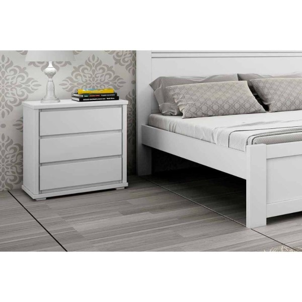 Encontraproduto.com.br - Mesa Cabeceira Infantil Stillus C- 3 Gavetas Branco-neve - Tcil Móveis