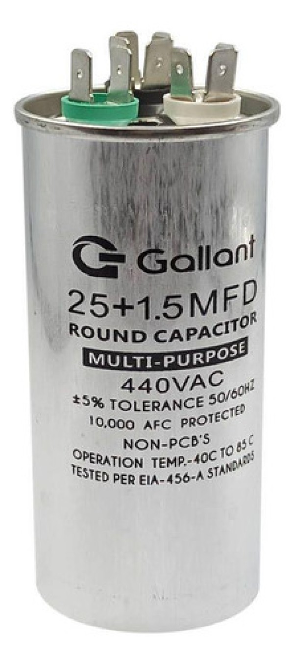 Capacitor CBB65 Gallant 25+1,5mf +-5% 440 VAC GCP25D01A-IX400
