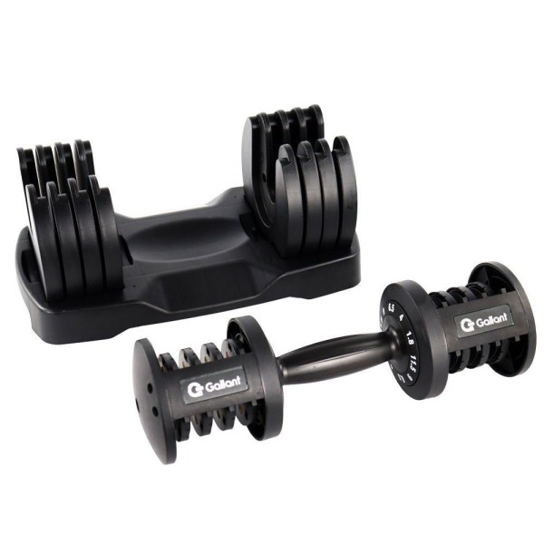 Encontraproduto.com.br - Dumbbell Halter Gallant Regulável Anilhas 11,5Kg Com Base Elite Pro (GDB12R0A-PT)