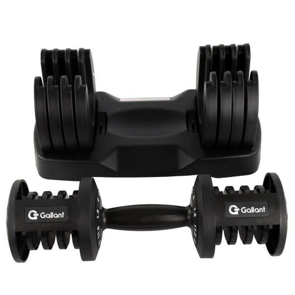 Encontraproduto.com.br - Dumbbell Halter Gallant Regulável Anilhas 11,5Kg Com Base Elite Pro (GDB12R0A-PT)