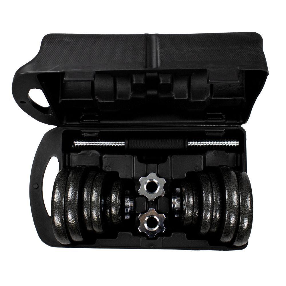Kit Anilhas + Halteres Gallant Na Maleta 20Kg Elite Cromado (GDB20R1A-PT)