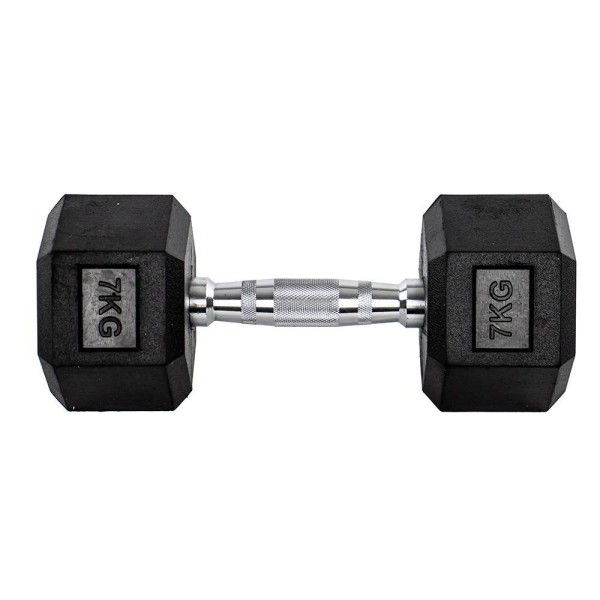 Encontraproduto.com.br - Halter Dumbbell Gallant Sextavado Emborrachado Pegada Cromada 7Kg - (GDB07F3A-PT)