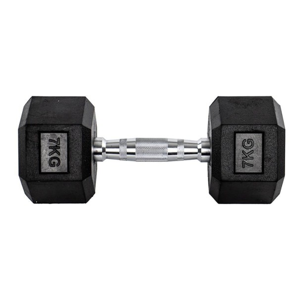 Encontraproduto.com.br - Halter Dumbbell Gallant Sextavado Emborrachado Pegada Cromada 7Kg - (GDB07F3A-PT)