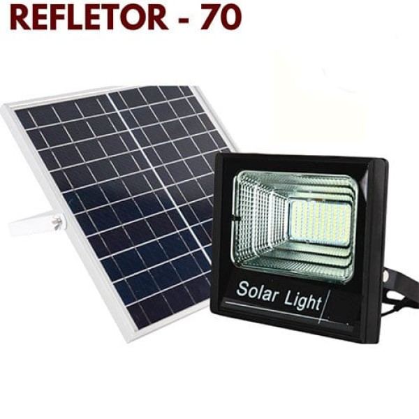 Encontraproduto.com.br - Refletor Solar 60 Watts Com Placa Solar Ecosolis