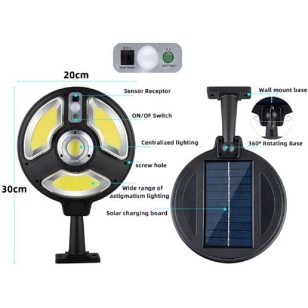 Encontraproduto.com.br - Luminária Solar Ecosolis Redondo Tipo Poste Com Sensor 84085