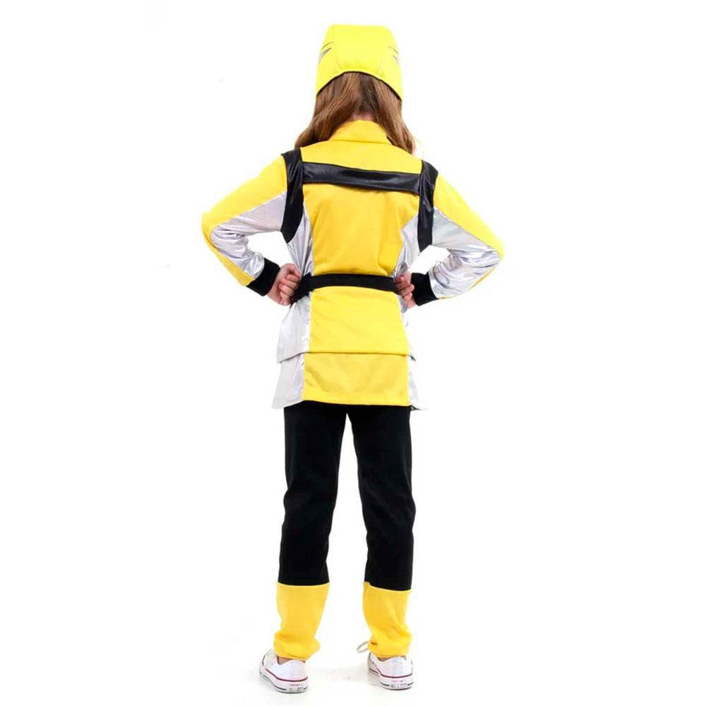 Encontraproduto.com.br - Fantasia Power Rangers Infantil Amarelo Beast Morphers de Luxo Original com Mascara