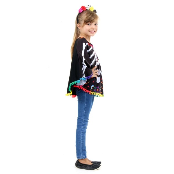 Encontraproduto.com.br - Fantasia Poncho Caveira Mexicana - Halloween