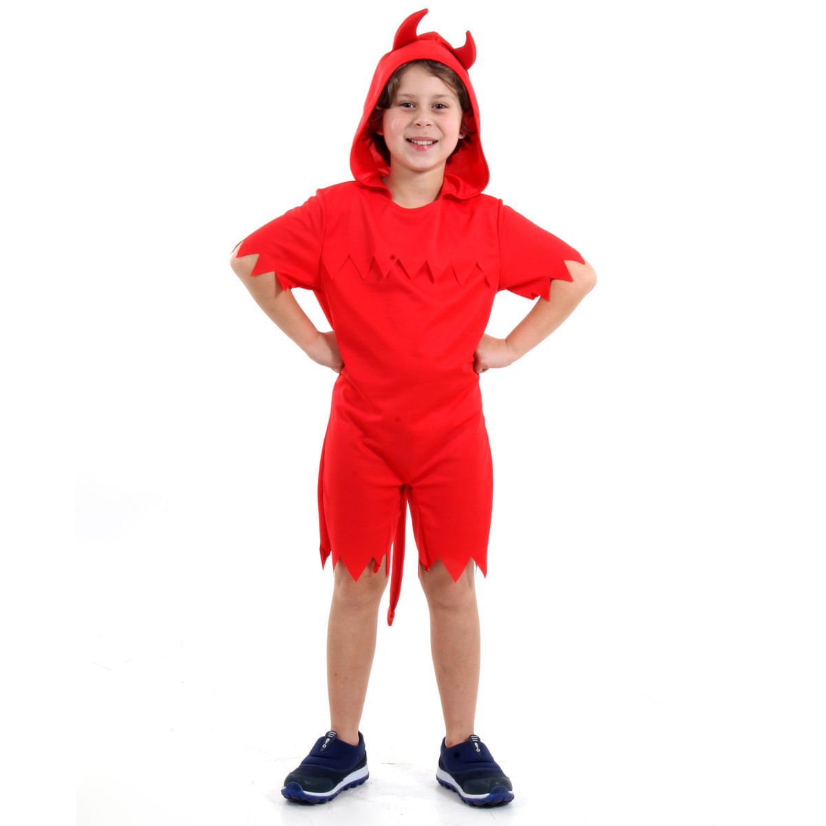 Encontraproduto.com.br - Fantasia Infantil Diabinho Vermelho com Capuz Halloween