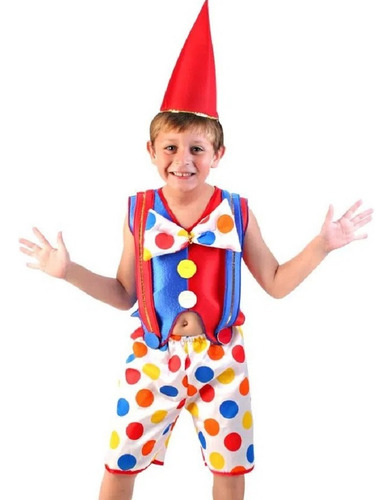 Fantasia Palhacinho Infantil de Carnaval Com Chapéu
